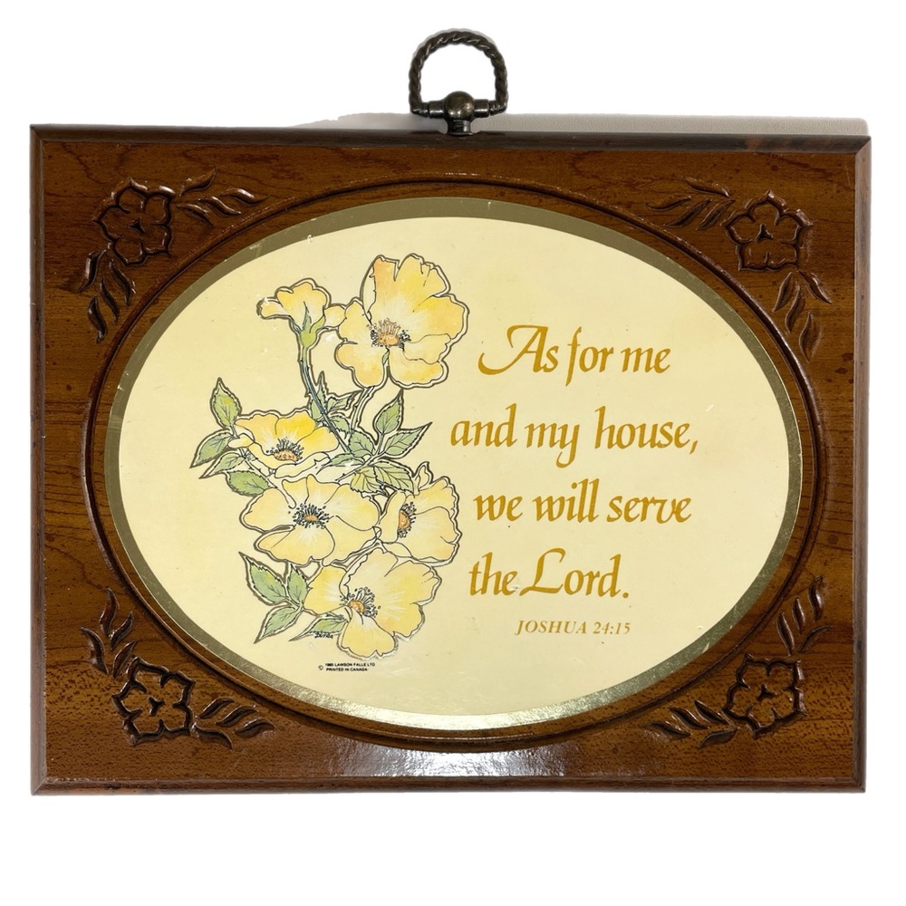 Vintage As For Me And My House…Plaque in Sculpted Wood Frame